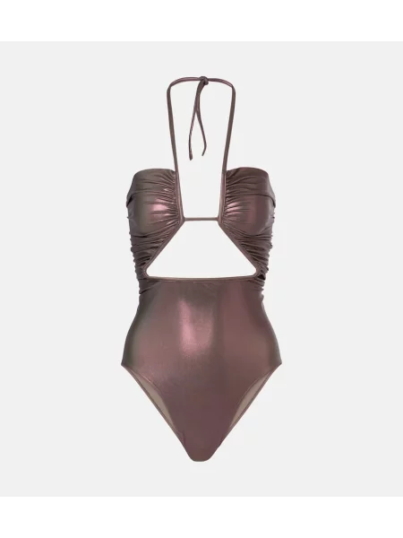 Costum de baie Rick Owens cu gât halter maro
