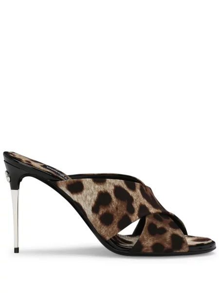 Sandale Dolce & Gabbana cu imagine cu model leopard maro