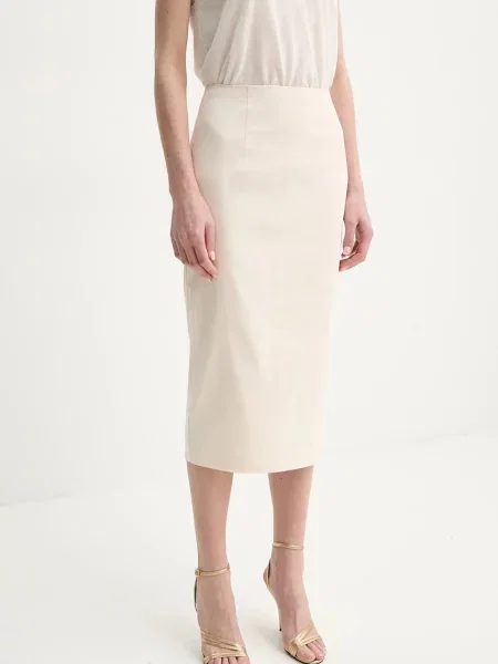 Spódnica midi Guess beżowa