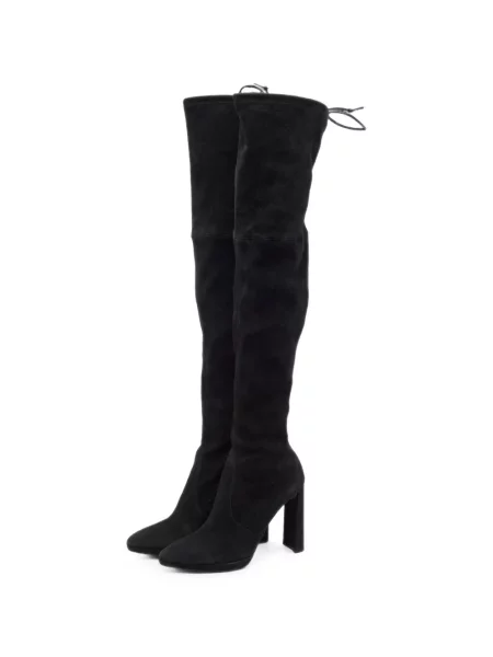 Cizme Stuart Weitzman din piele de căprioară cu toc înalt negru