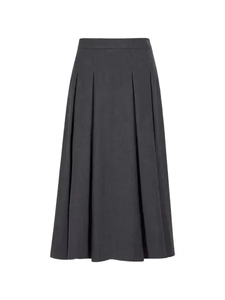 Fustă midi Slowear de lână în linie A gri