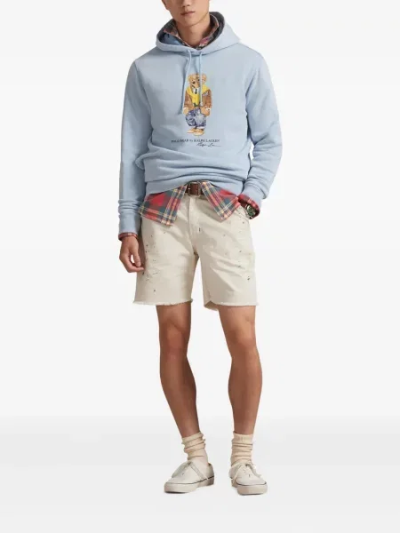 Dlouhá pruhovaná s límcem kšiltovka Polo Ralph Lauren modrá