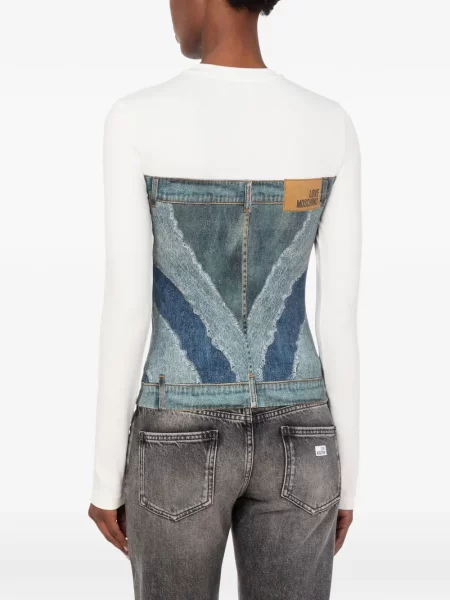 Tricou Love Moschino din jerseu alb