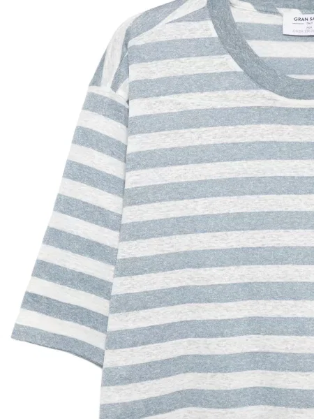 Tricou Gran Sasso cu dungi cu decolteu rotund gri
