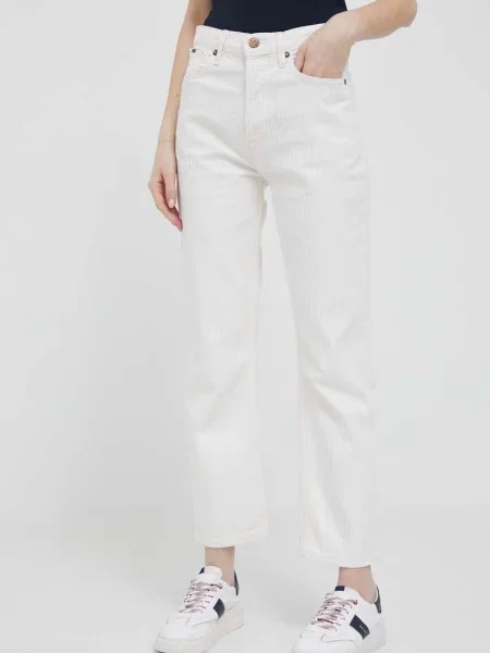 Дънки Pepe Jeans Celyn Stripe с висока талия бяло