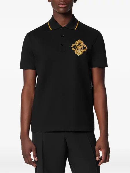Polo majica Versace s vezom crna