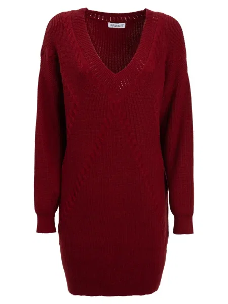 Influencer Rochie tricotat roşu închis