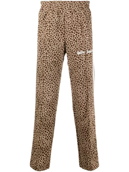 Leopardí kalhoty Palm Angels béžové