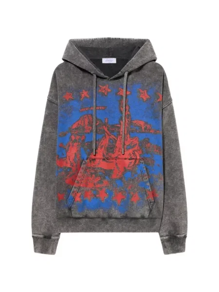 Hanorac cu glugă Off-white cu imagine alb