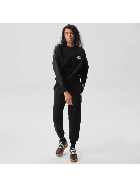 Lacoste Bluza Z Okrągłym Dekoltem Z Nadrukiem Regular Fit czarna