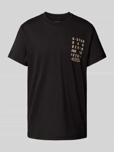 G-Star Raw T-Shirt Text Chest Zielony Regular Fit czarna