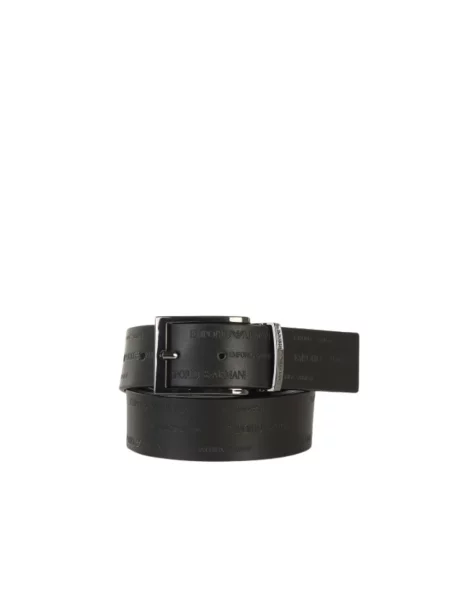 Pasek Emporio Armani skórzany dwustronny czarny