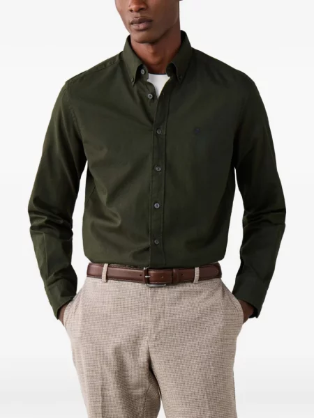 Cămașă Hackett London din țesătură twill verde
