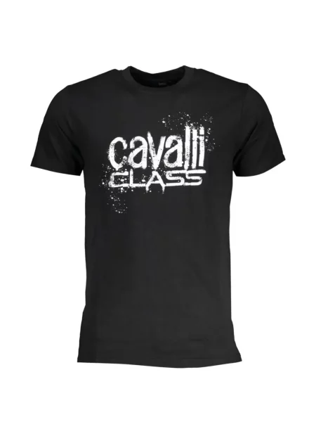 Tricou Cavalli Class cu imagine cu decolteu rotund negru