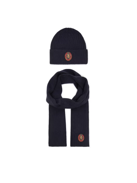 Tommy Hilfiger Set šal + kapa Th Crest Giftpack Mornarsko modra