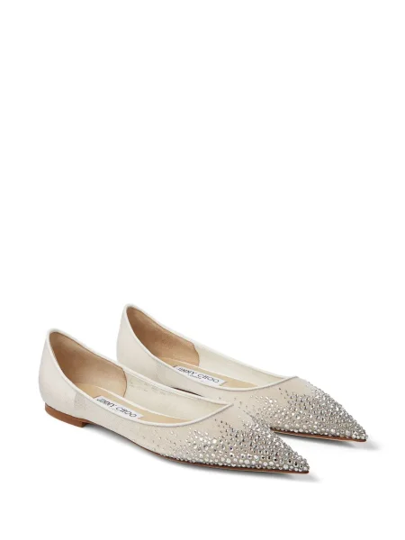 Balerinos Jimmy Choo su kristalais balta