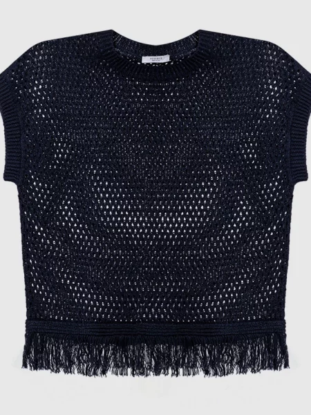 Ажурний жилет з льоном Peserico синій