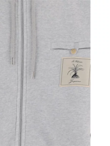 Hanorac cu glugă Jacquemus cu broderie gri