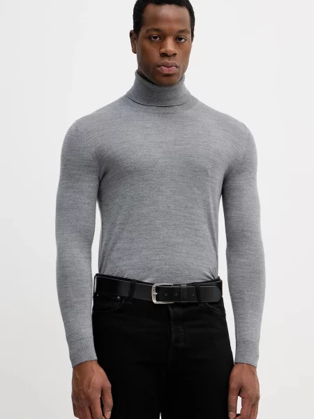 Вълнен пуловер Sisley мъжки от лека материя сиво