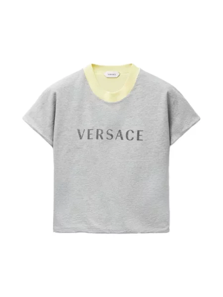 Koszulka Versace z nadrukiem z dżerseju szara