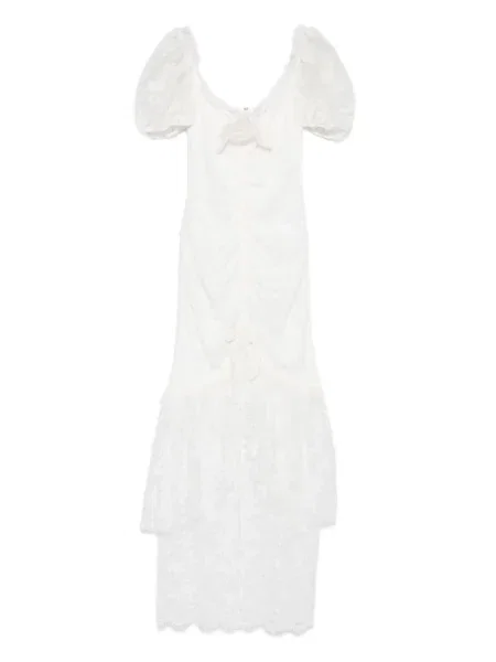 Rochie maxi Alessandra Rich din dantelă de costum alb