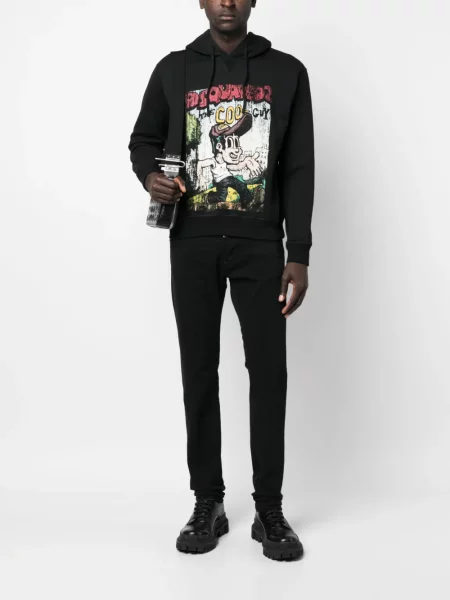 Hanorac cu glugă Dsquared2 cu imagine negru