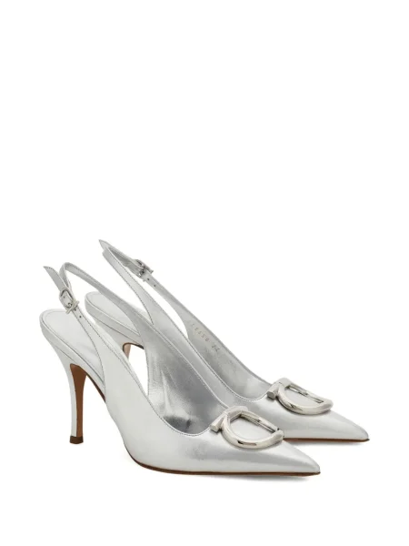 Pantofi cu toc Ferragamo slingback argintiu