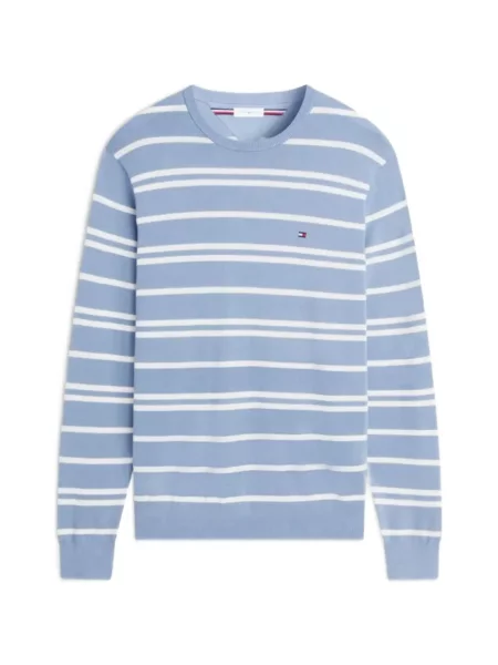 Pulover Tommy Hilfiger cu decolteu rotund albastru