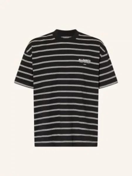 Allsaints Koszulka Undergrnd Stripe schwarz biały