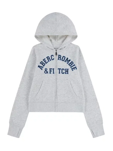 Abercrombie & Fitch Tepláková bunda tmavomodrá / nebesky modrá / melírovaná sivá