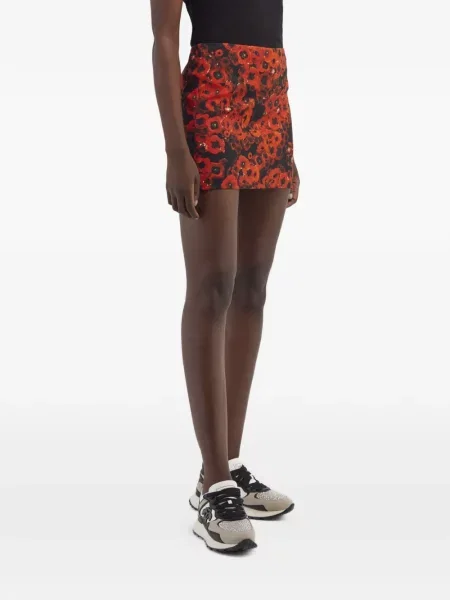 Fusta mini Roberto Cavalli cu model floral cu imagine roșu