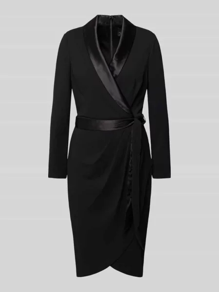 Sukienka koktajlowa o długości do kolan w stylu kopertowym Adrianna Papell czarna