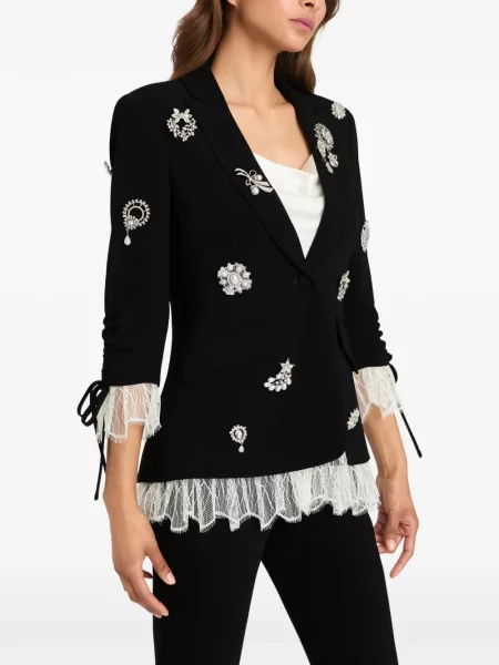 Marynarka Cinq A Sept koronkowa z kryształkami czarna