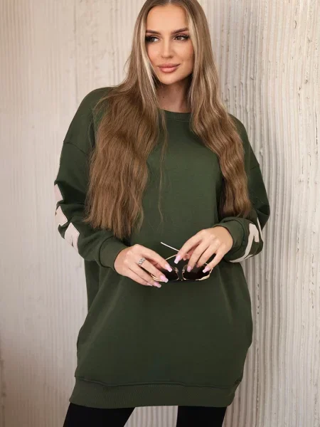 Bluza Kesi z napisami ocieplana khaki