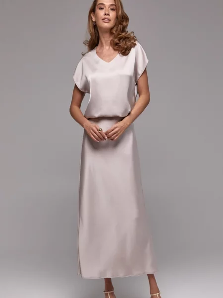 Спідниця міді TrikoBakh кремовий шовк