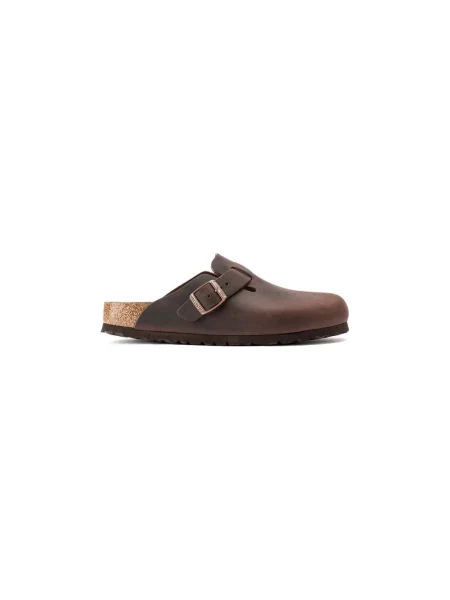Klapki Birkenstock skórzane brązowe
