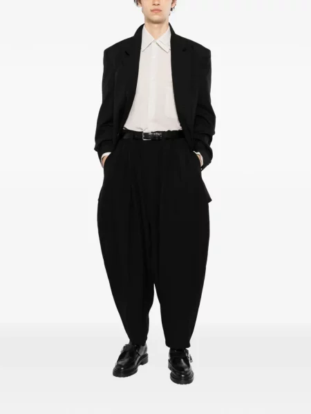 Драпиране панталон Yohji Yamamoto с драперии черно