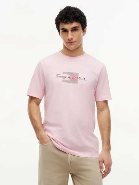 TOMMY HILFIGER Tričko námornícka modrá / pastelovo ružová červená