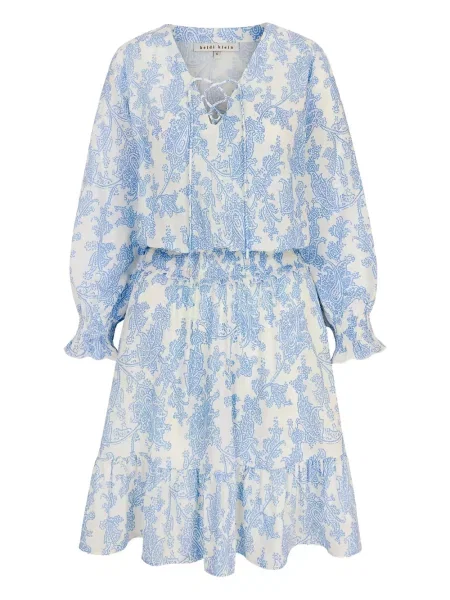 Rochie mini Heidi Klein cu șireturi cu volane din dantelă albastru