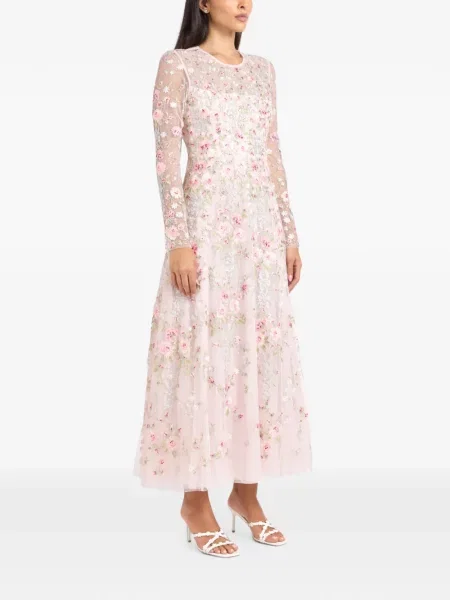 Rochie midi Needle & Thread cu model floral roz
