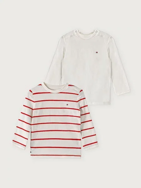 Tommy Hilfiger majica dugih rukava za bebe od pamuka s elastanom crvena