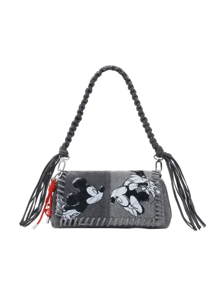 Desigual Geantă de umăr Mickey Mouse™ negru / negru denim / alb gri