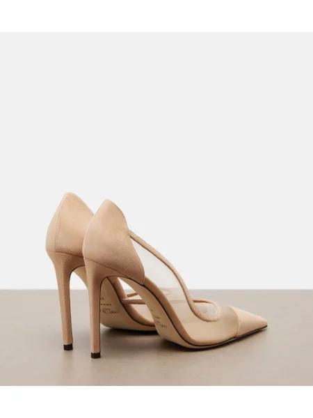 Pantofi cu toc Jimmy Choo din piele de căprioară bej