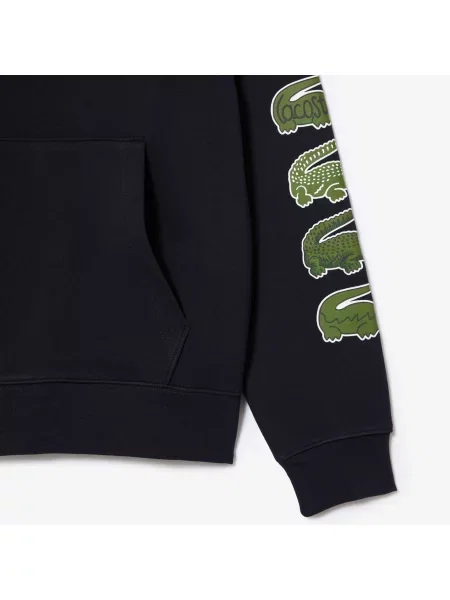 Lacoste Kontrastowa Bluza Z Kapturem Z Krokodylem granatowa
