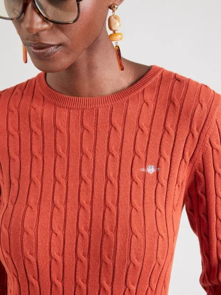 GANT Pulover gri deschis / roșu orange portocaliu
