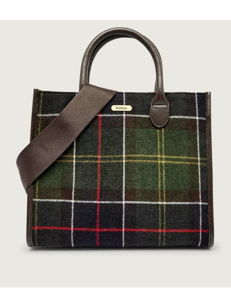 Barbour geantă de mână cu amestec de lână verde
