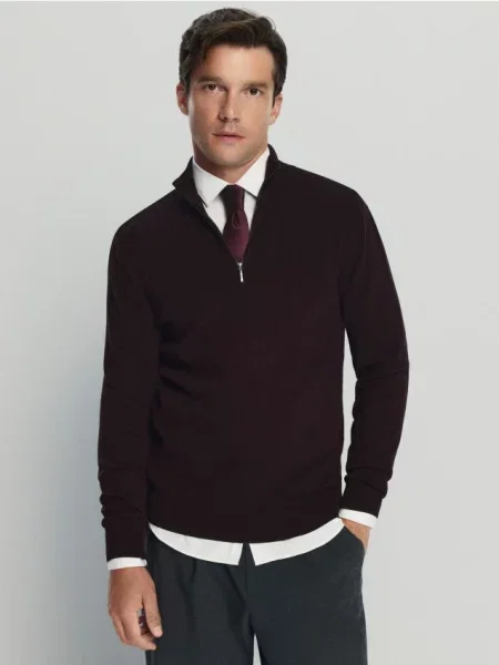 Reserved Sweter z wiskozą mahoniowy