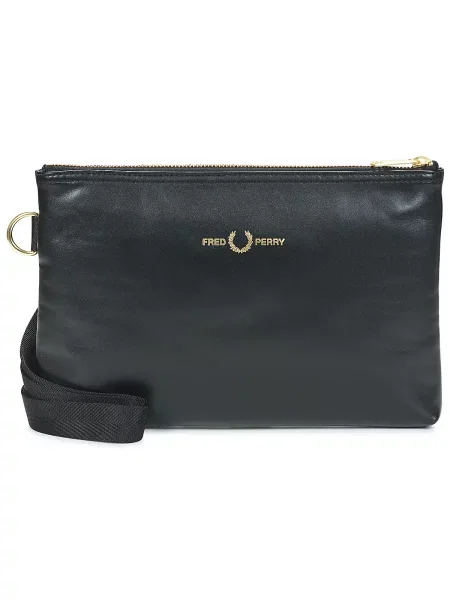 Usnjena crossbody torbica Fred Perry črna