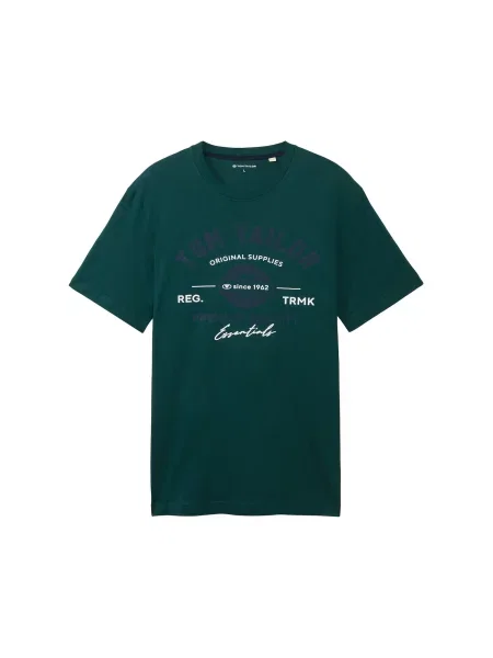 TOM TAILOR Tricou indigo / închis / alb verde