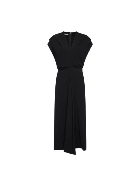 Sukienka midi Co z dekoltem w serek do kolan czarna